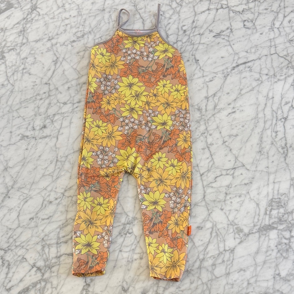 Seea Sz 5/6 Swim Romper Floral Yellow & Orange Girls'